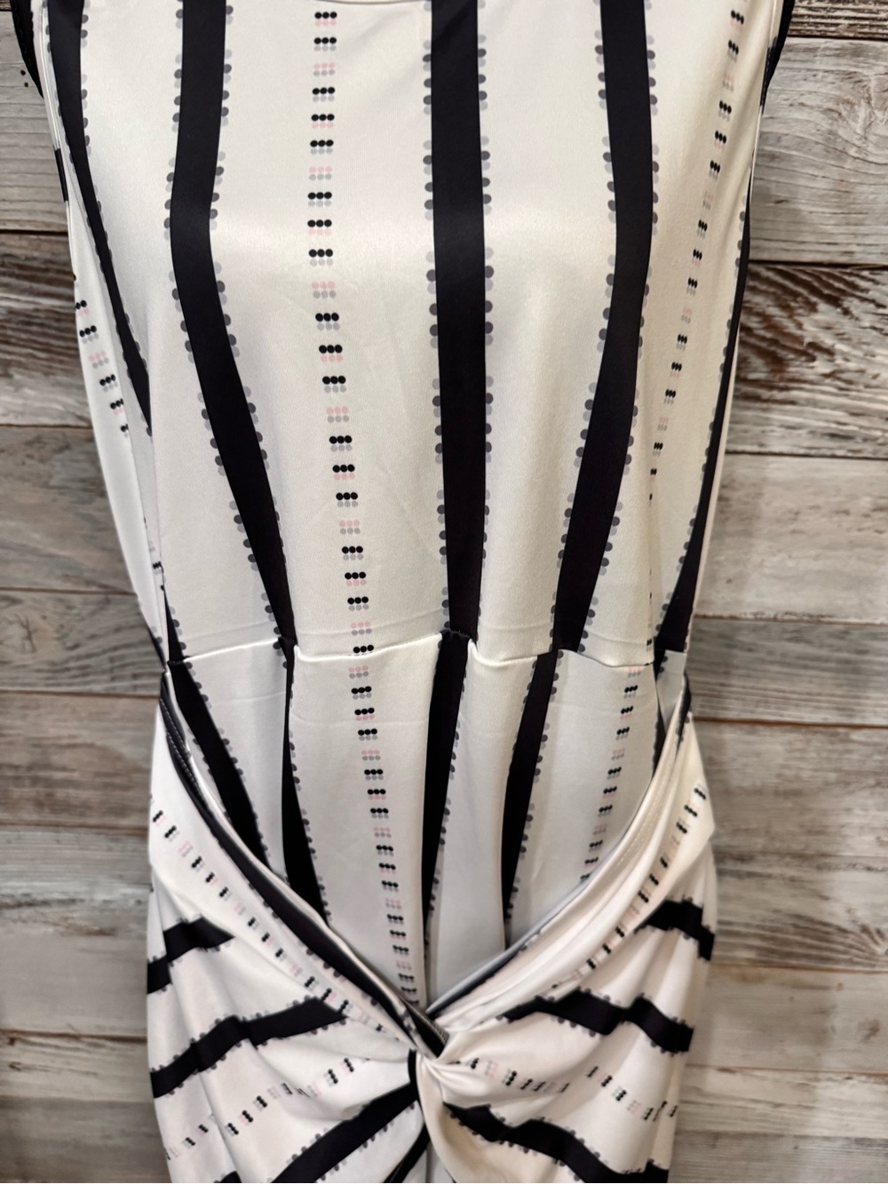 NWOT Black and White Striped High-Low Knot Front Dress - Picture 2 of 4